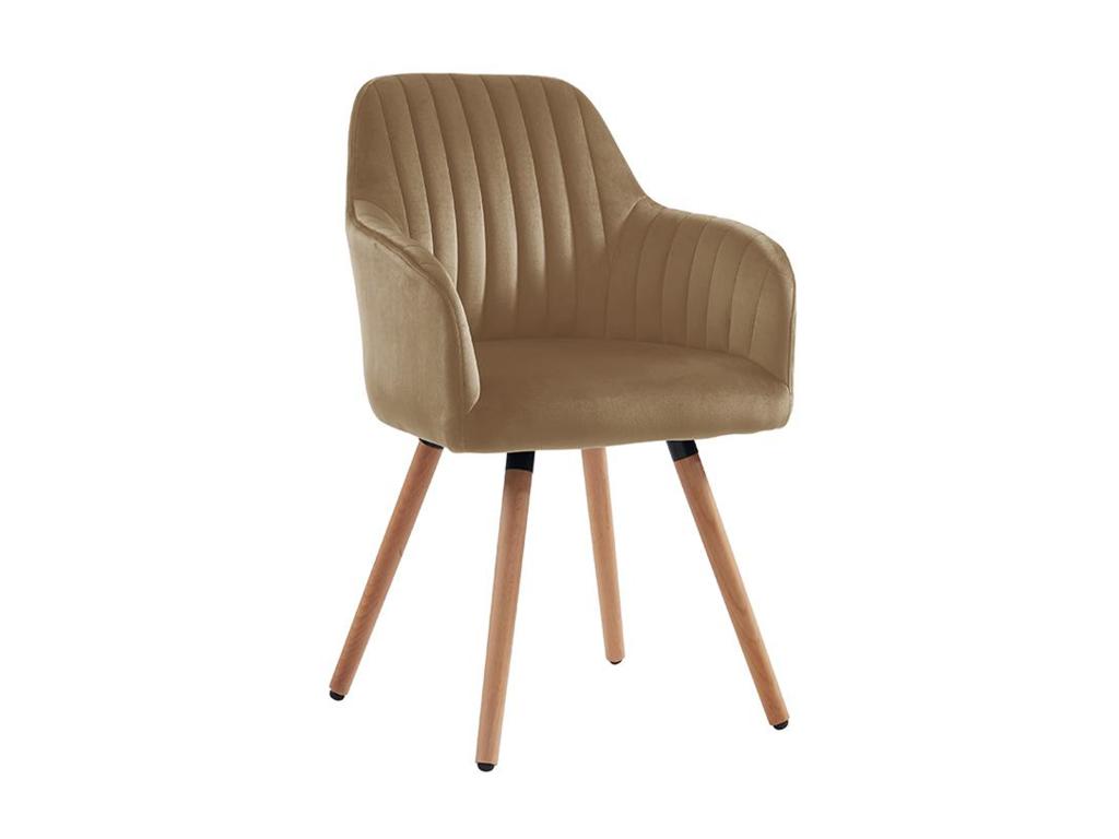 Fauteuil en velours beige