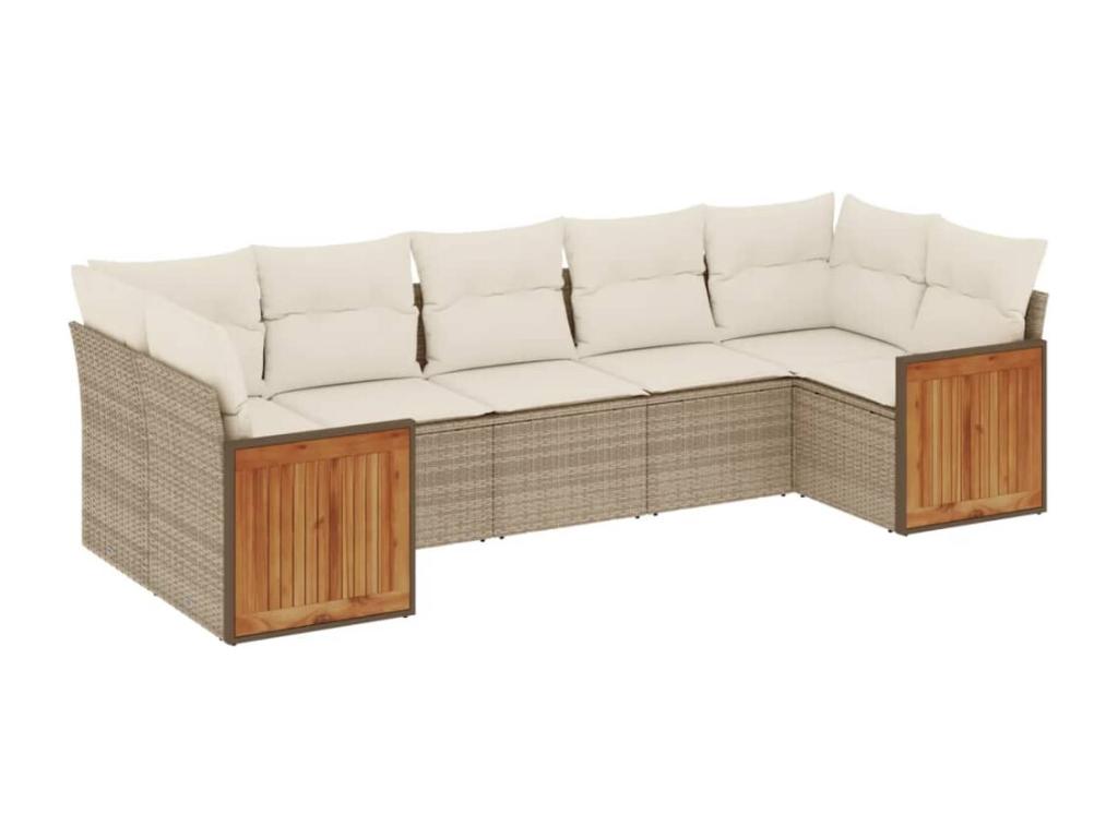 Ensemble de mobilier de jardin en résine tressée beige - dlz1766459300202