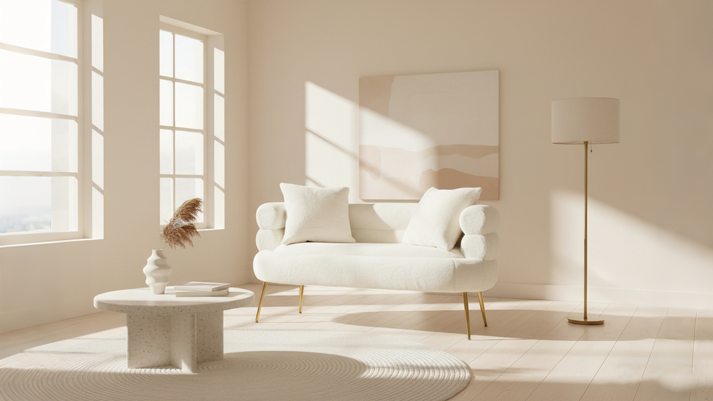 Canapé en tissu blanc, 133 x 68 x 69 cm