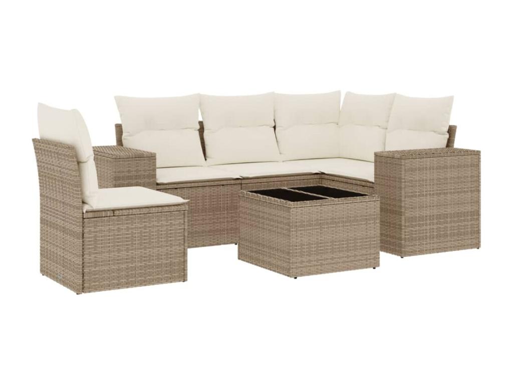 Ensemble de mobilier de jardin en résine tressée beige