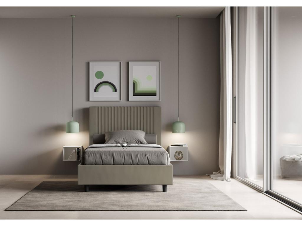 Lit en similicuir marron, 120 x 200 cm