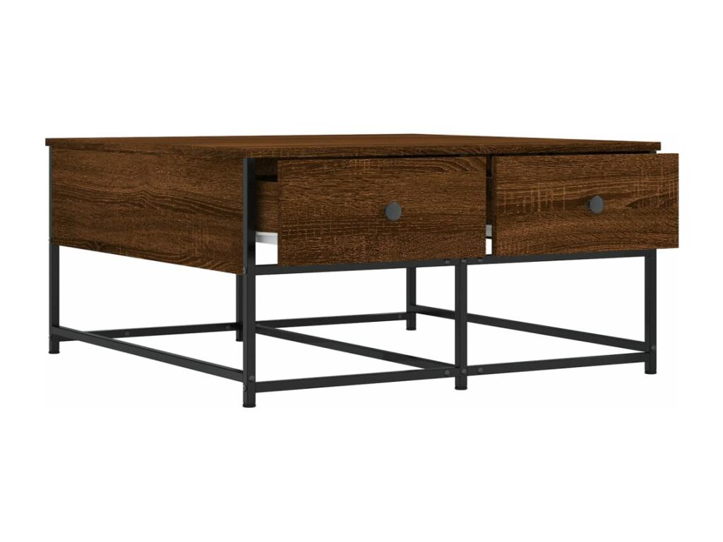Table basse en bois composite marron, 80 x 80 x 40 cm