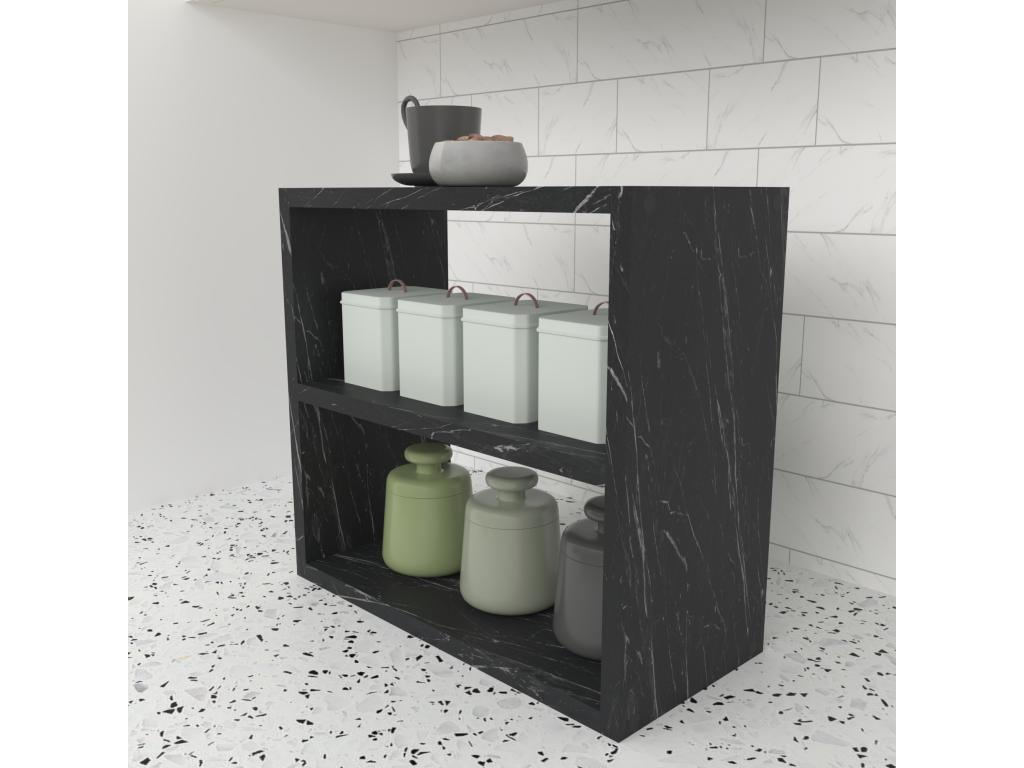 Meuble de maison en marbre noir, 40 x 43,5 x 20 cm