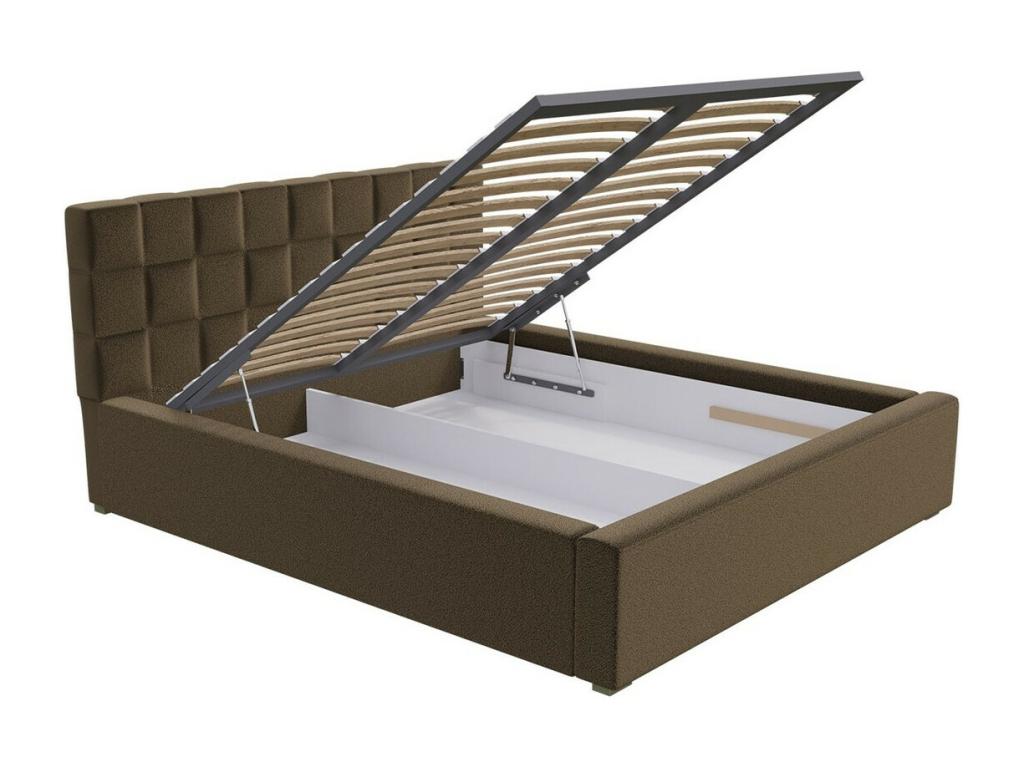 Lit marron, 220 x 223 x 93 cm