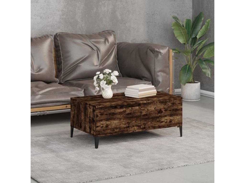 Table basse en bois composite marron, 90 x 50 x 36,5 cm