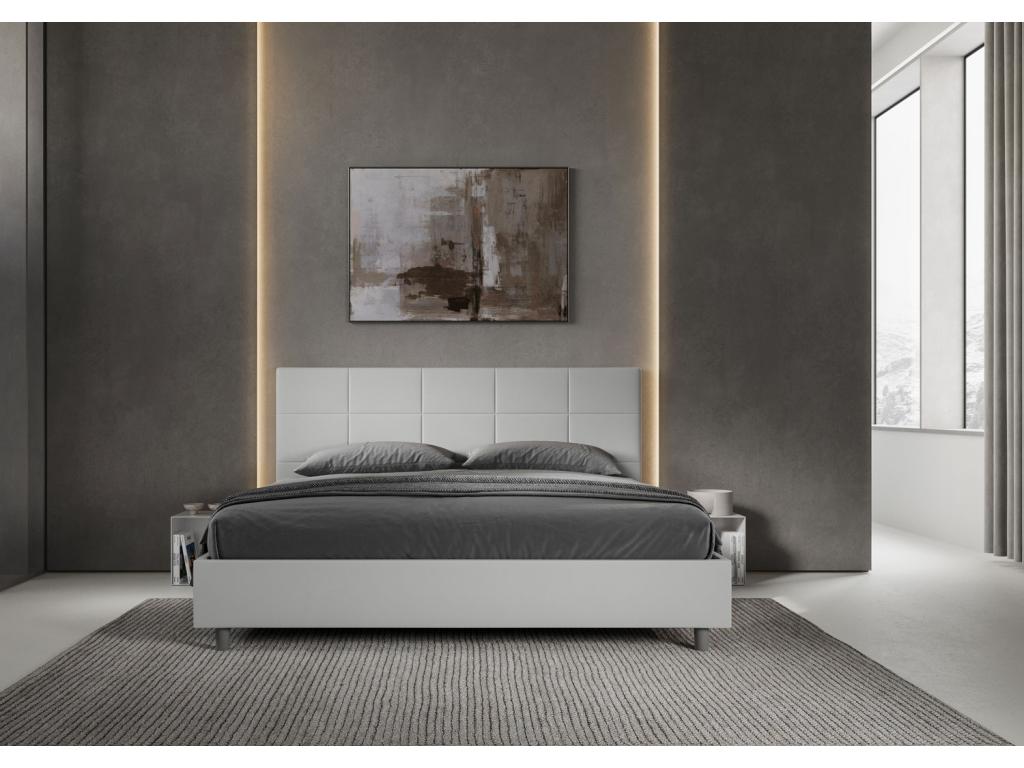 Lit en similicuir blanc, 200 x 200 cm