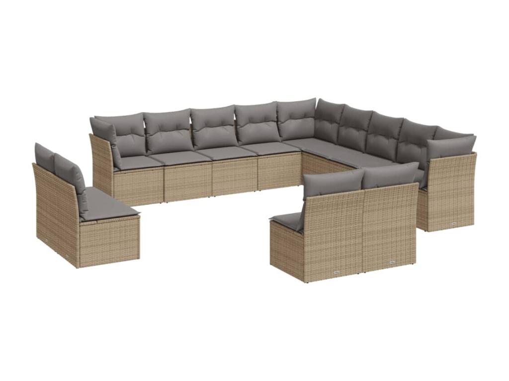 Ensemble de mobilier de jardin en résine tressée beige - dlz1766459274721