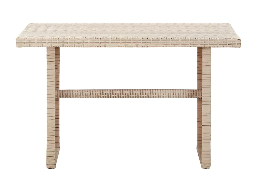 Table en résine tressée beige, 110 x 60 x 74 cm