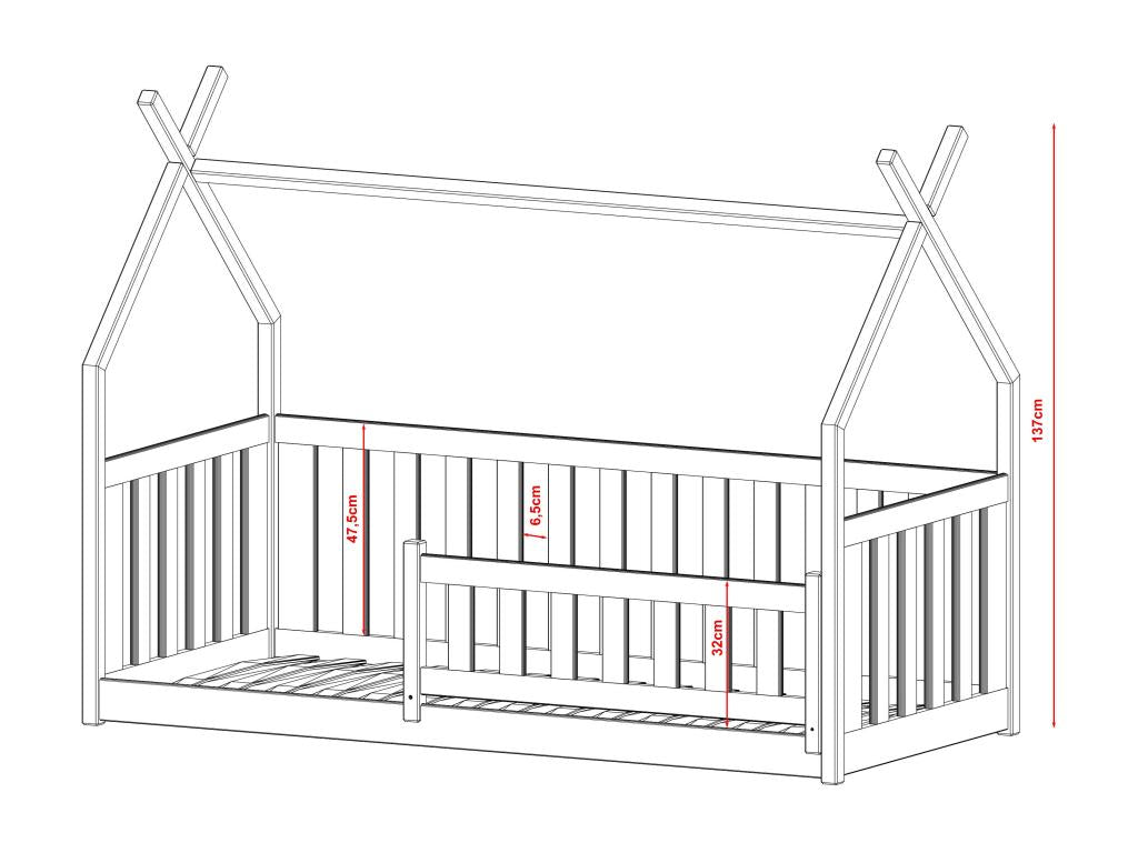 Lit blanc, 80 x 160 cm