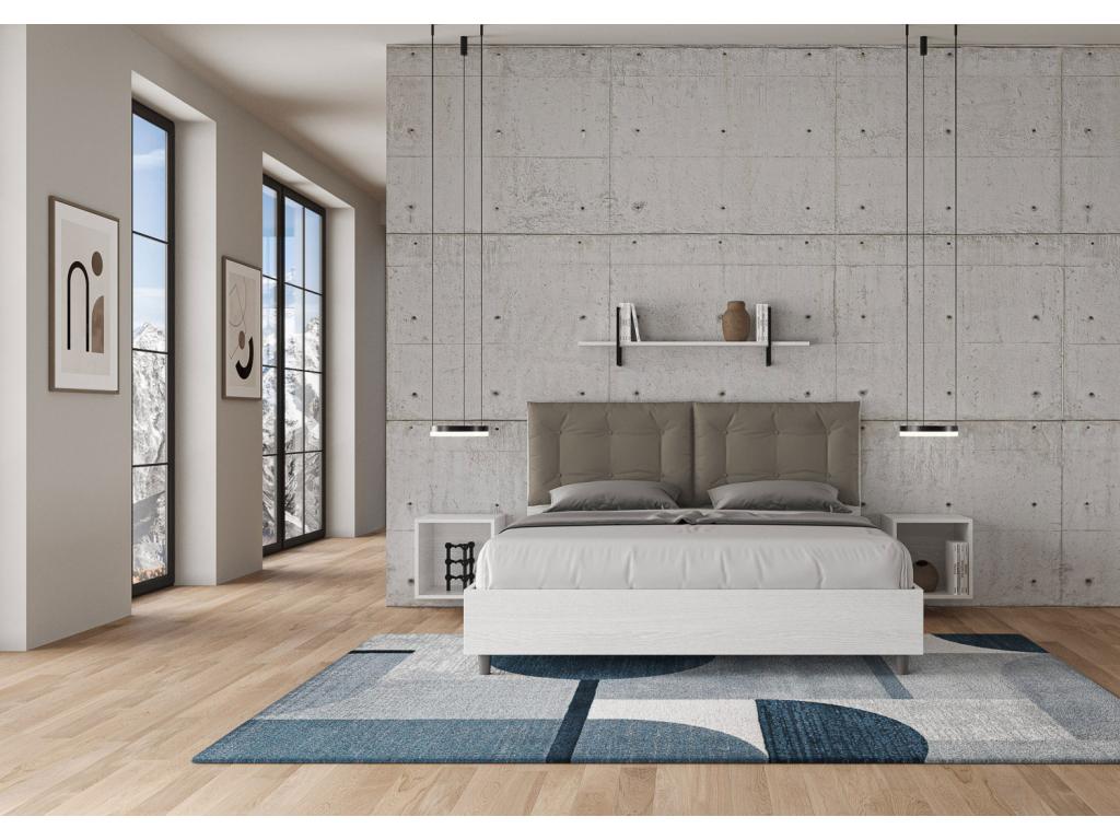 Lit en similicuir blanc, 160 x 200 cm