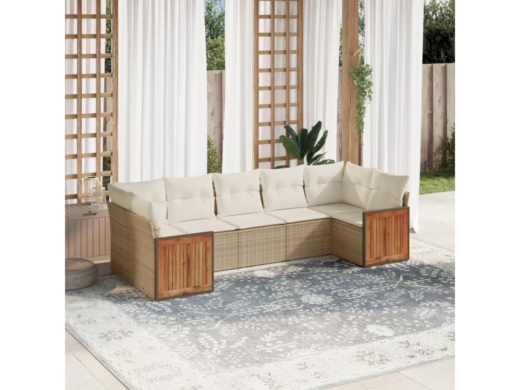 Ensemble de mobilier de jardin en résine tressée beige - dlz1766459300202