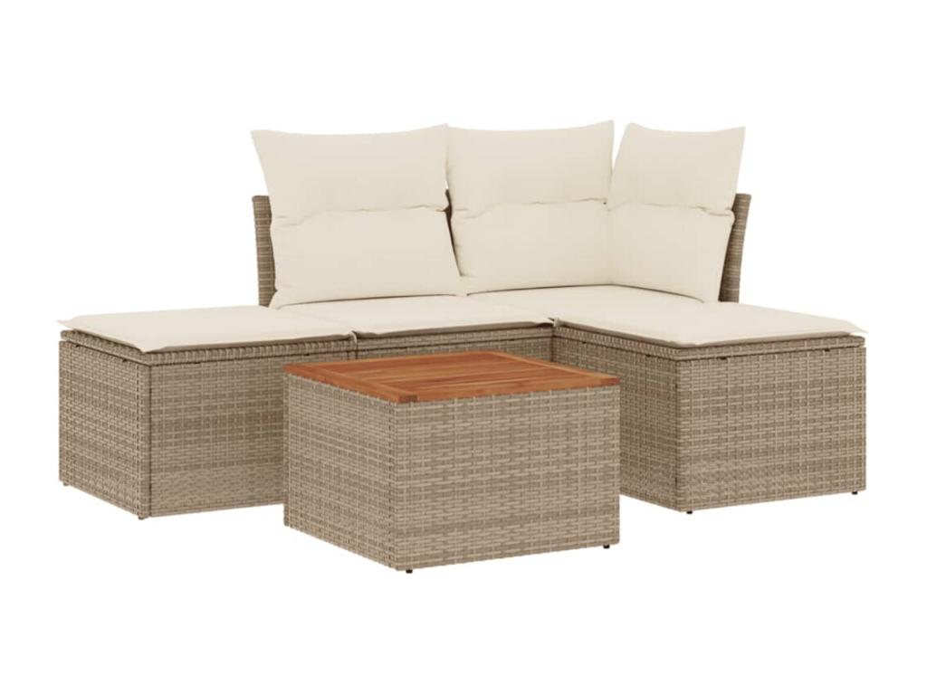 Ensemble de mobilier de jardin en résine tressée beige - dlz1766459847558