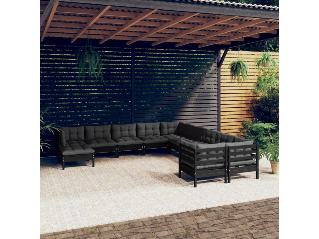 Ensemble de mobilier de jardin en pin noir - dlz1766459682191
