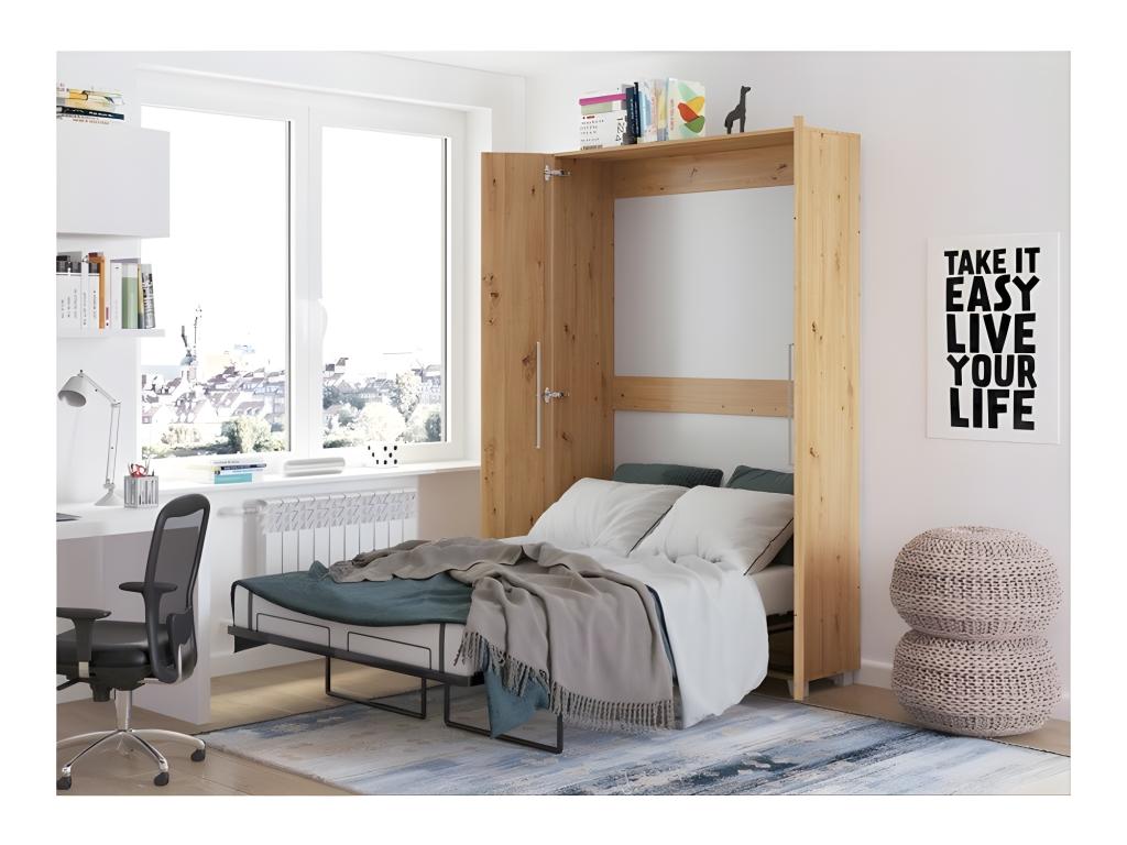 Lit en chêne brun, 120 x 200 cm