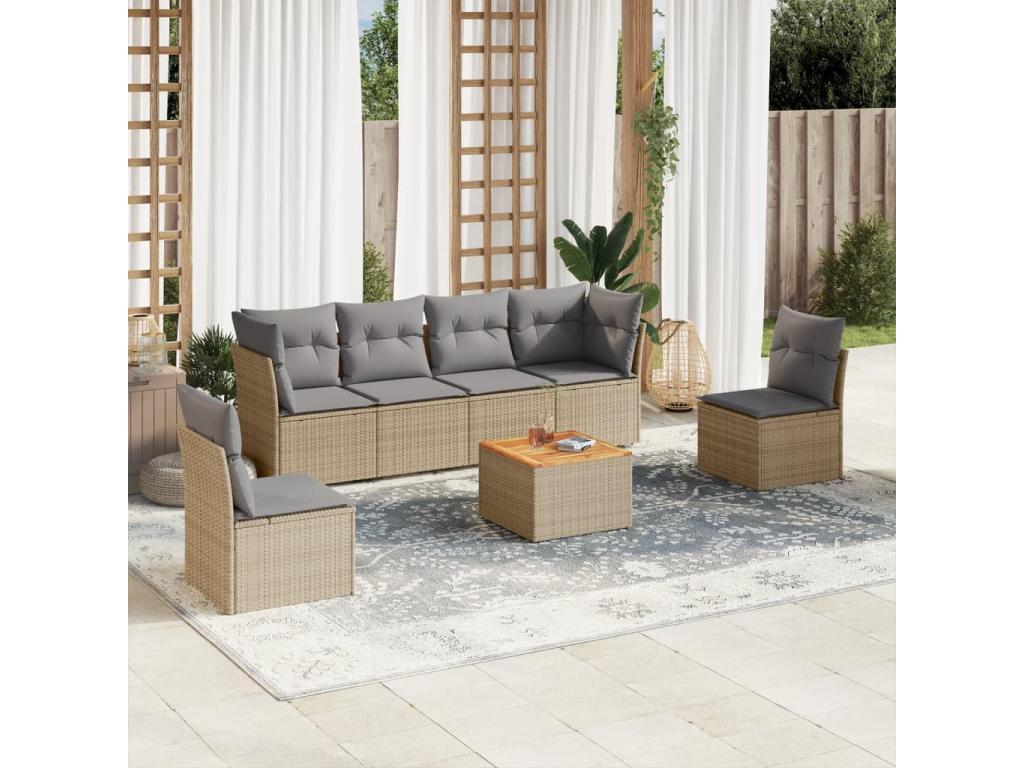 Ensemble de mobilier de jardin en résine tressée beige - dlz1766459439837