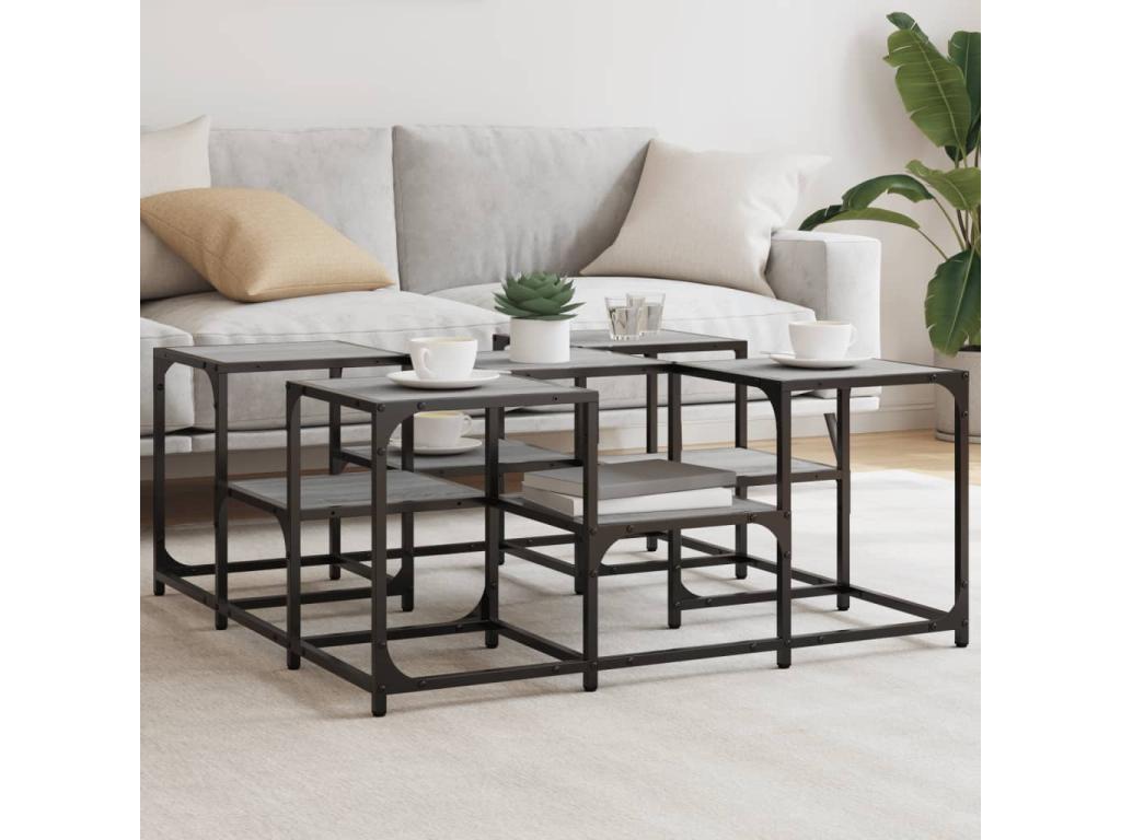 Table basse en bois d'ingénierie gris, 91 x 91 x 40 cm