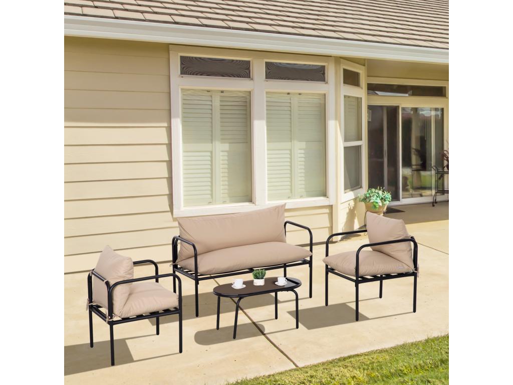 Ensemble de mobilier de jardin beige - dlz1766459716912