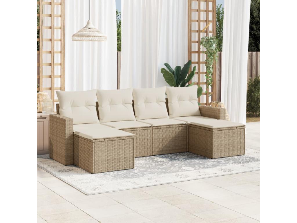 Ensemble de mobilier de jardin en résine tressée beige - dlz1766459684885
