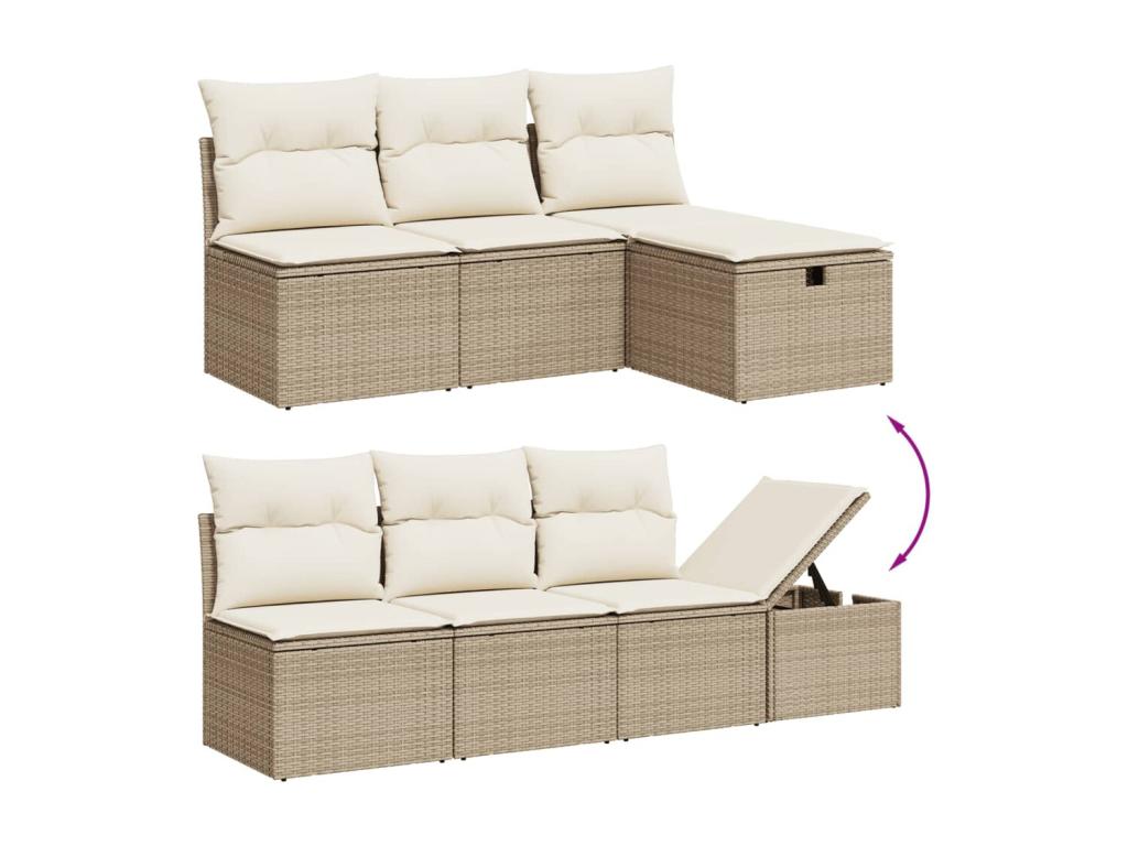 Ensemble de mobilier de jardin en résine tressée beige - dlz1766459313282