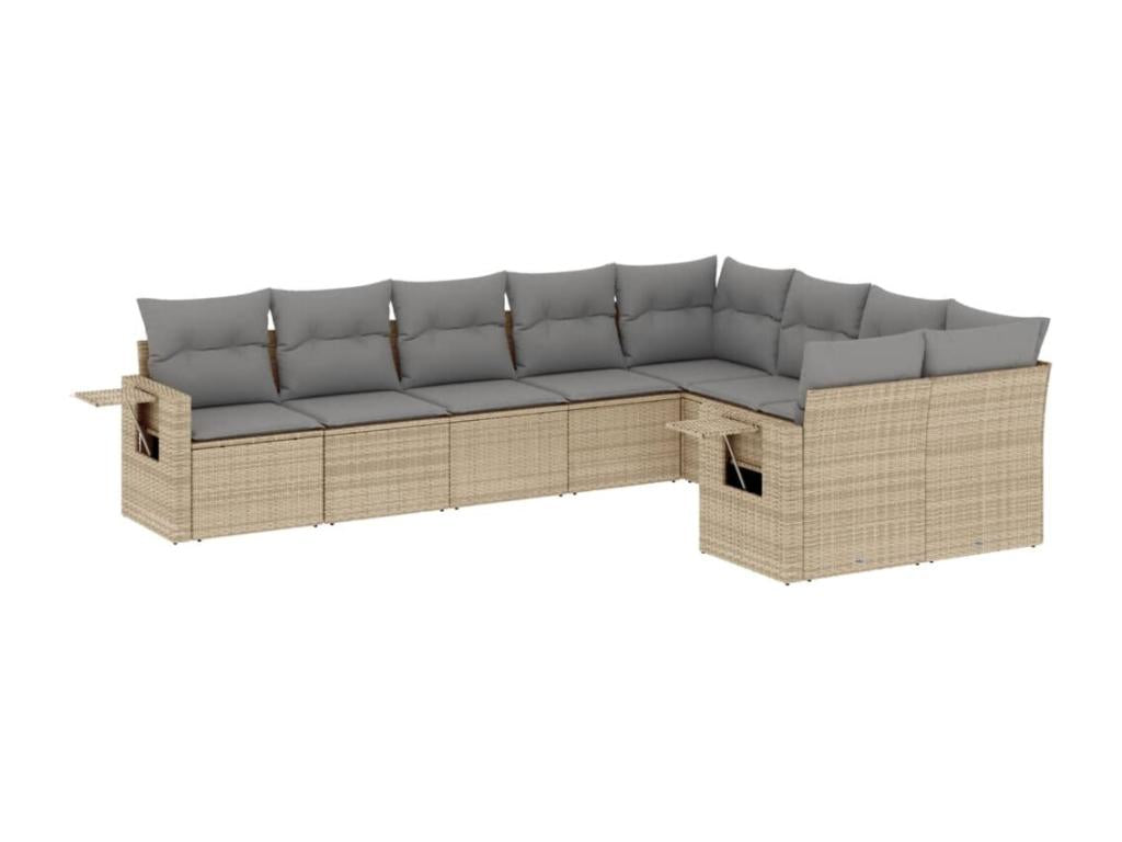 Ensemble de mobilier de jardin en résine tressée beige - dlz1766459748703