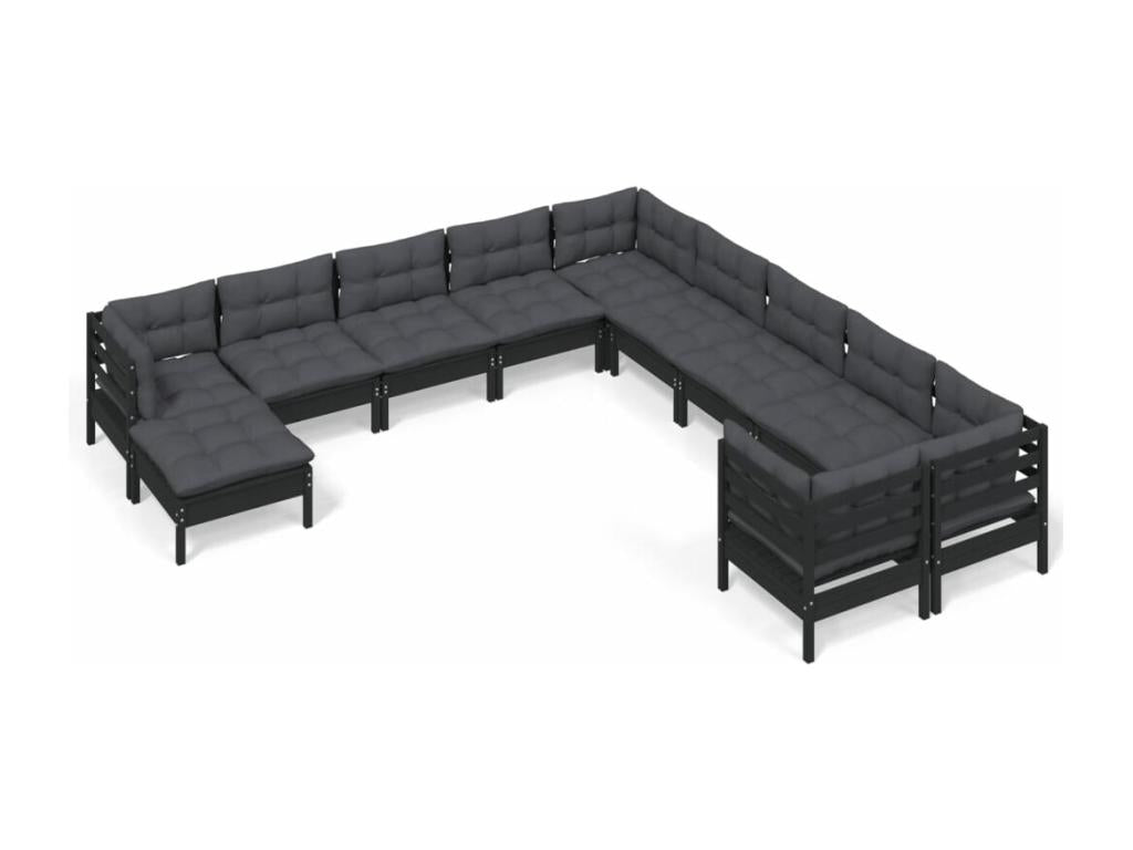 Ensemble de mobilier de jardin en pin noir - dlz1766459682191