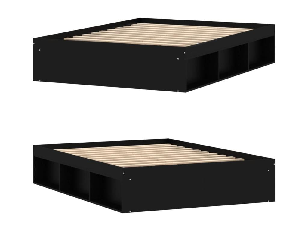 Cadre de lit noir, 135 x 190 cm