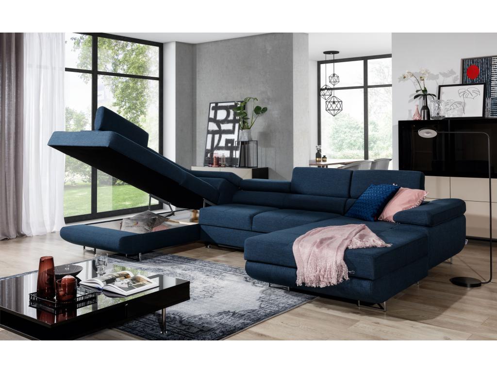 Canapé-lit en cuir gris