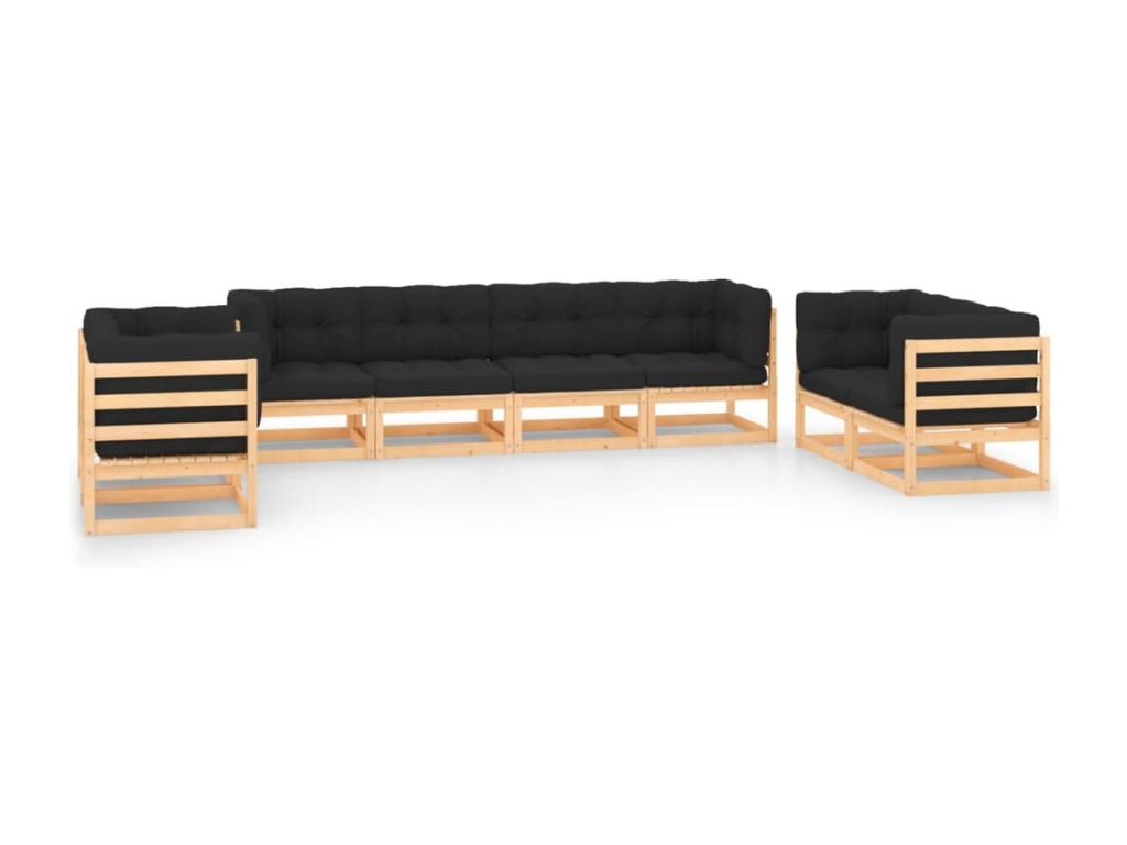 Ensemble de meubles d'extérieur en pin anthracite