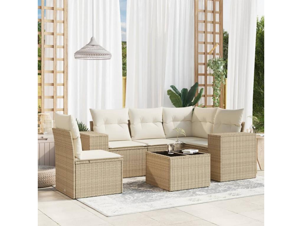 Ensemble de mobilier de jardin en résine tressée beige