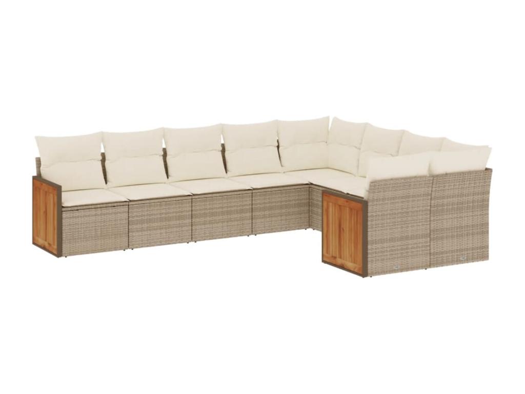 Ensemble de mobilier de jardin en résine tressée beige - dlz1766459203469