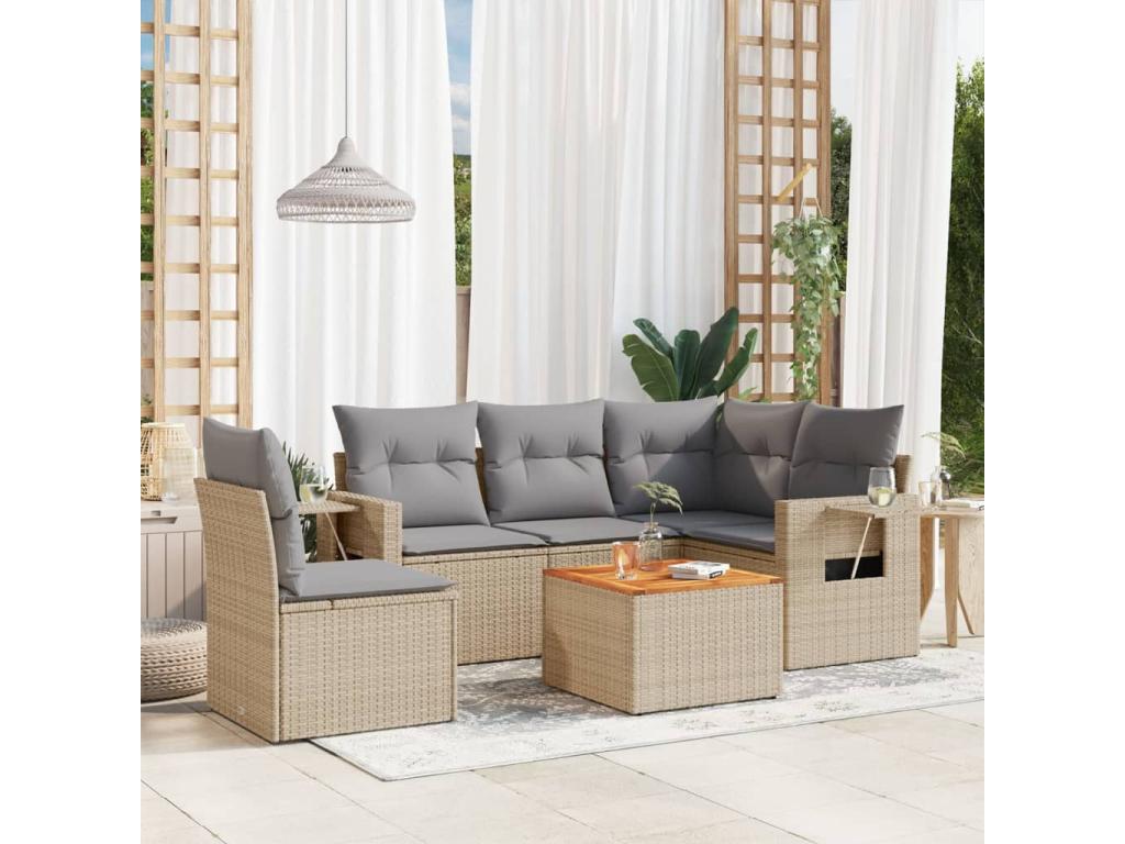 Ensemble de mobilier de jardin en résine tressée beige - dlz1766459336128