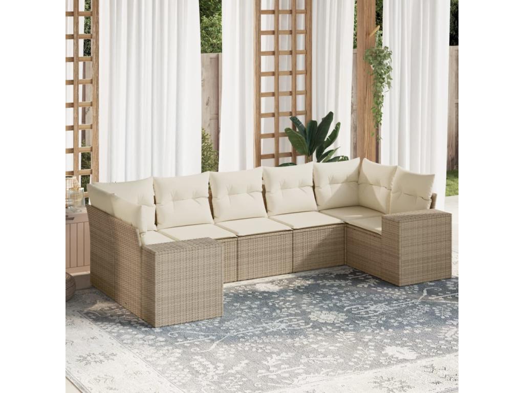 Ensemble de mobilier de jardin en résine tressée beige - dlz1766459521675