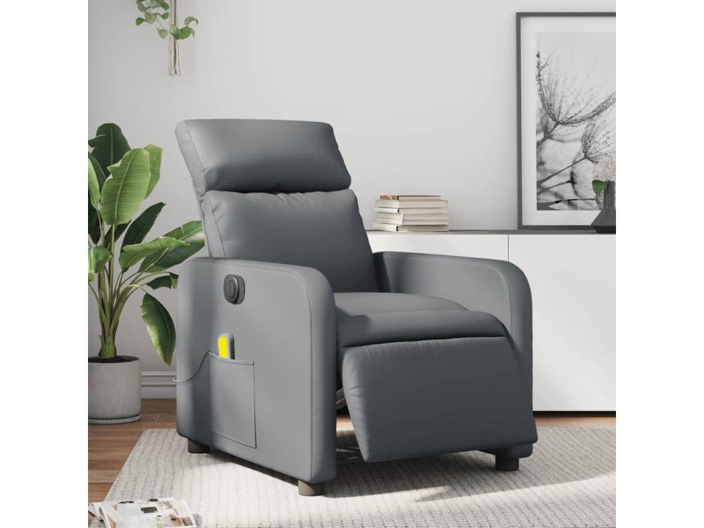 Fauteuil d'appoint en similicuir gris - dlz1766460039910