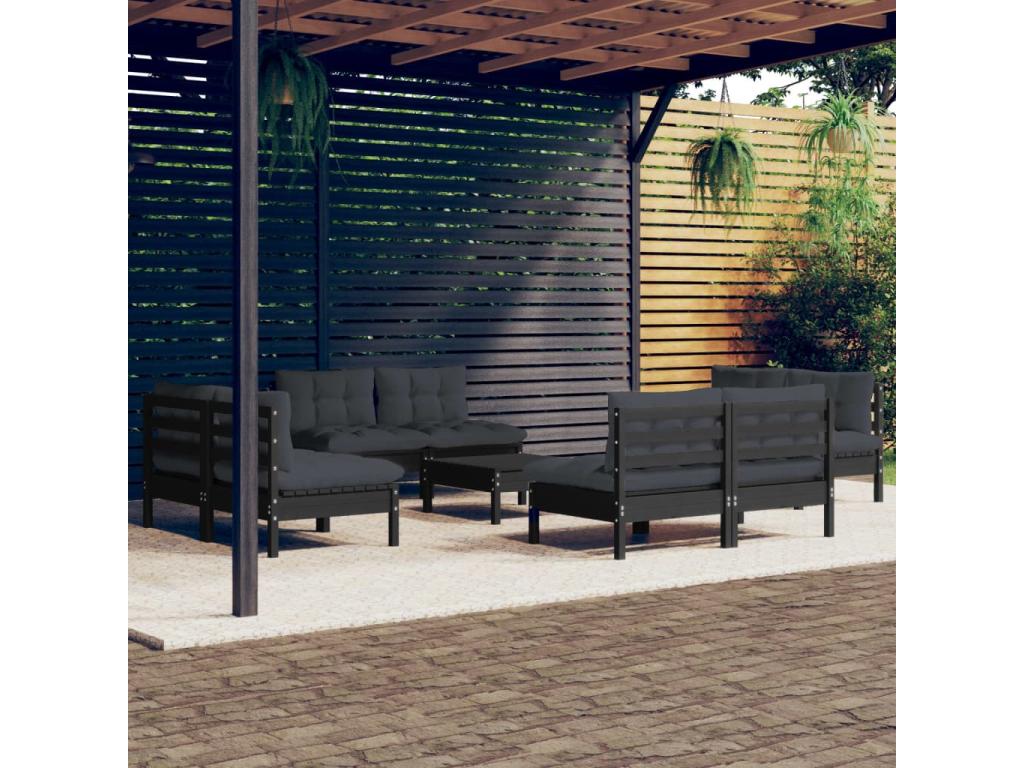 Ensemble de mobilier de jardin en pin noir - dlz1766459559335