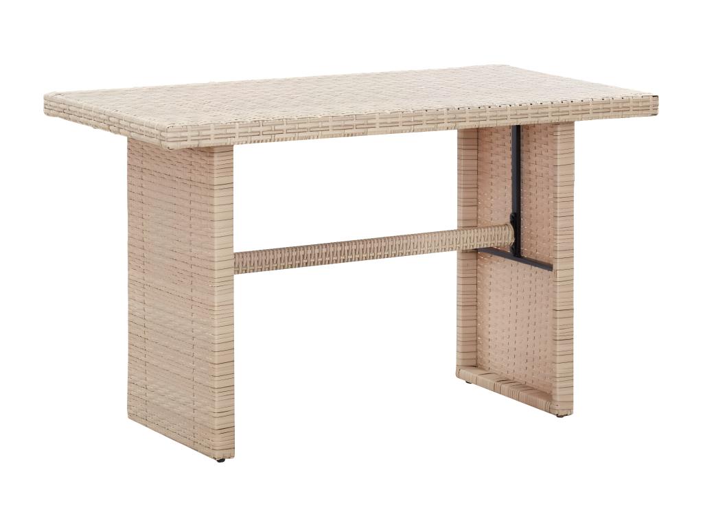 Table en résine tressée beige, 110 x 60 x 74 cm