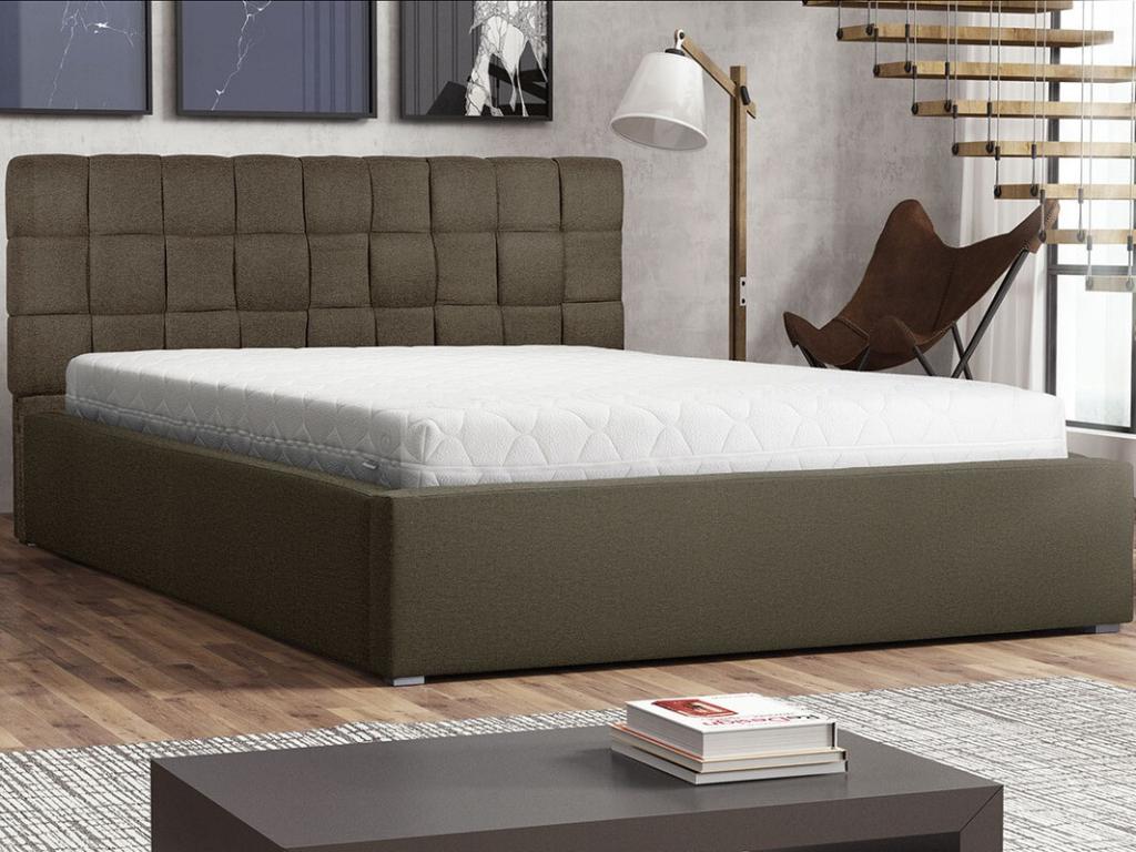 Lit marron, 220 x 223 x 93 cm