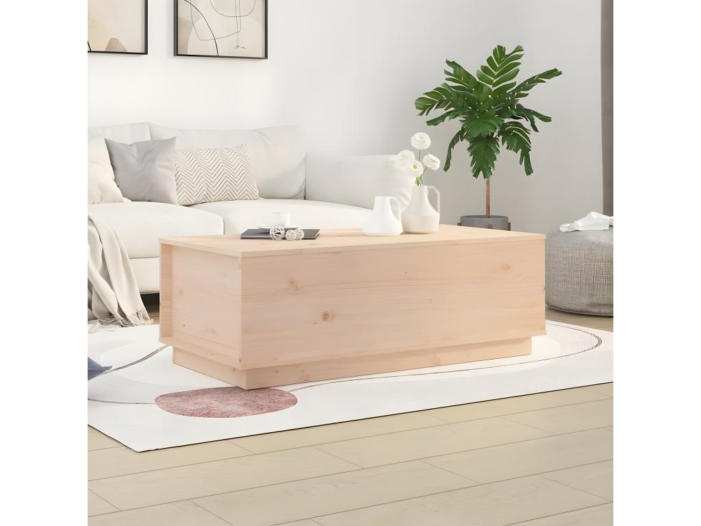 Table basse en bois massif marron, 100 x 50 x 35 cm