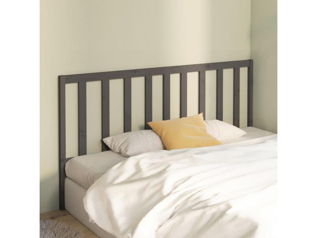 Lit en bois massif gris, 186 x 4 x 100 cm