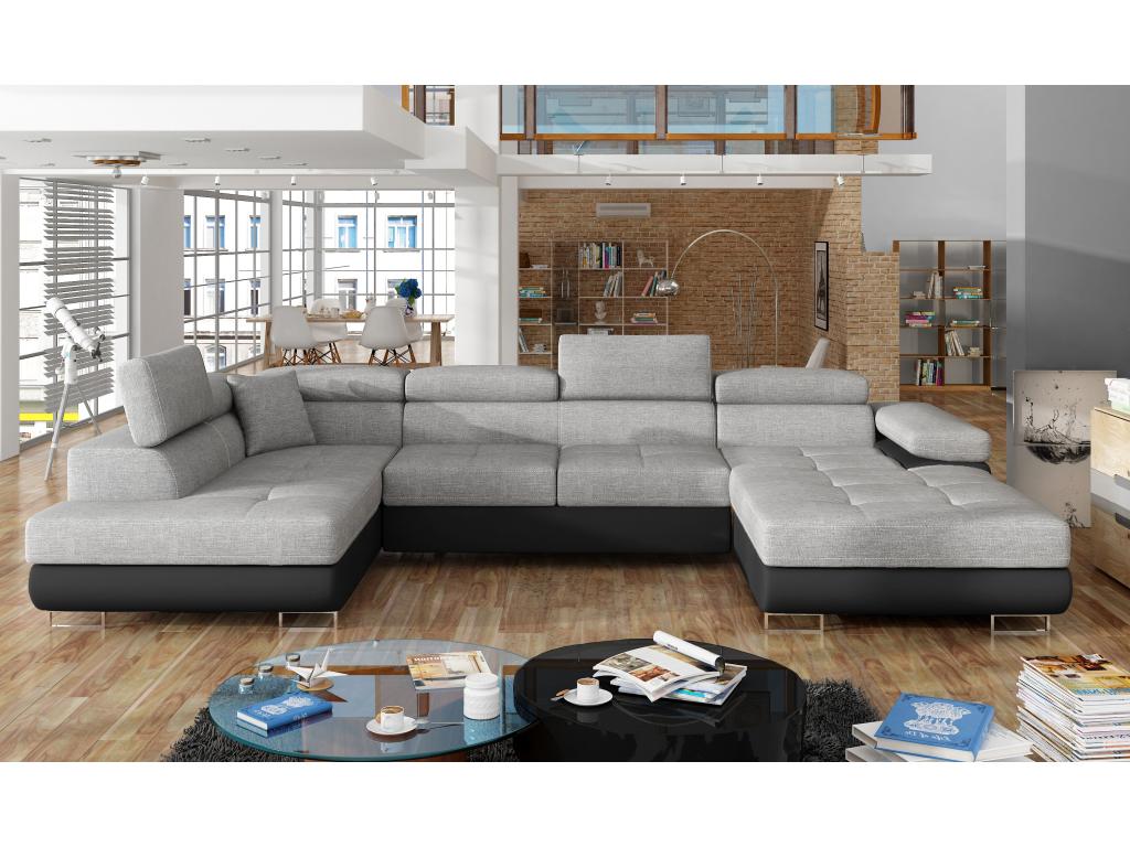 Canapé-lit en cuir gris