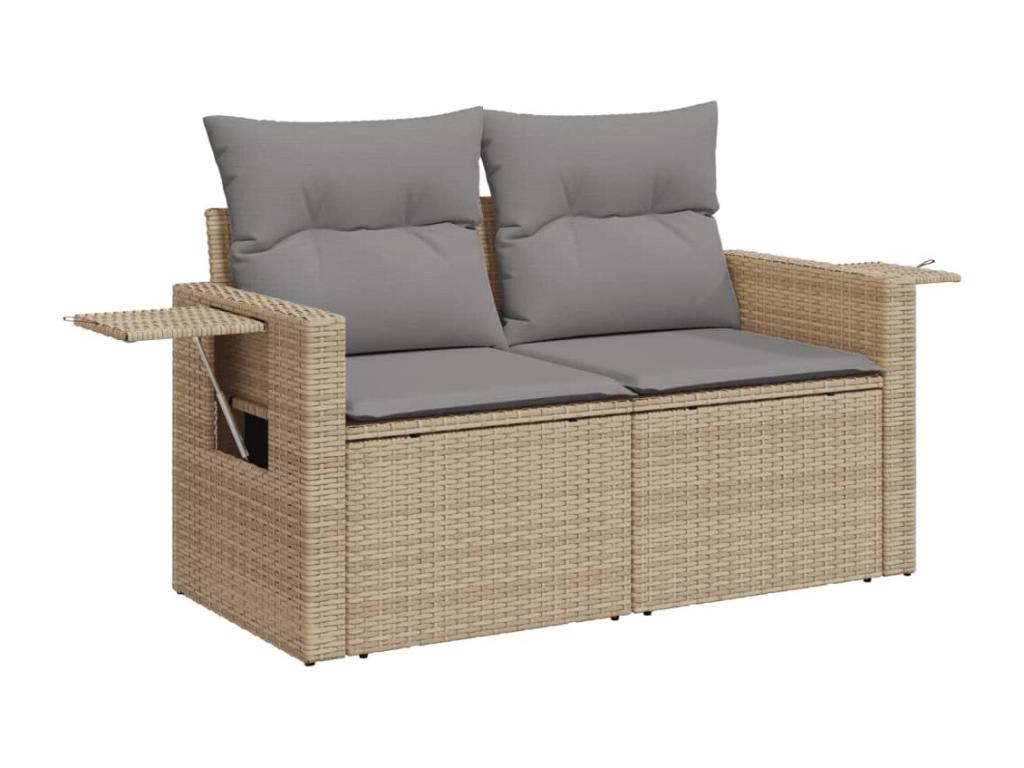 Ensemble de mobilier de jardin en résine tressée beige - dlz1766459177944