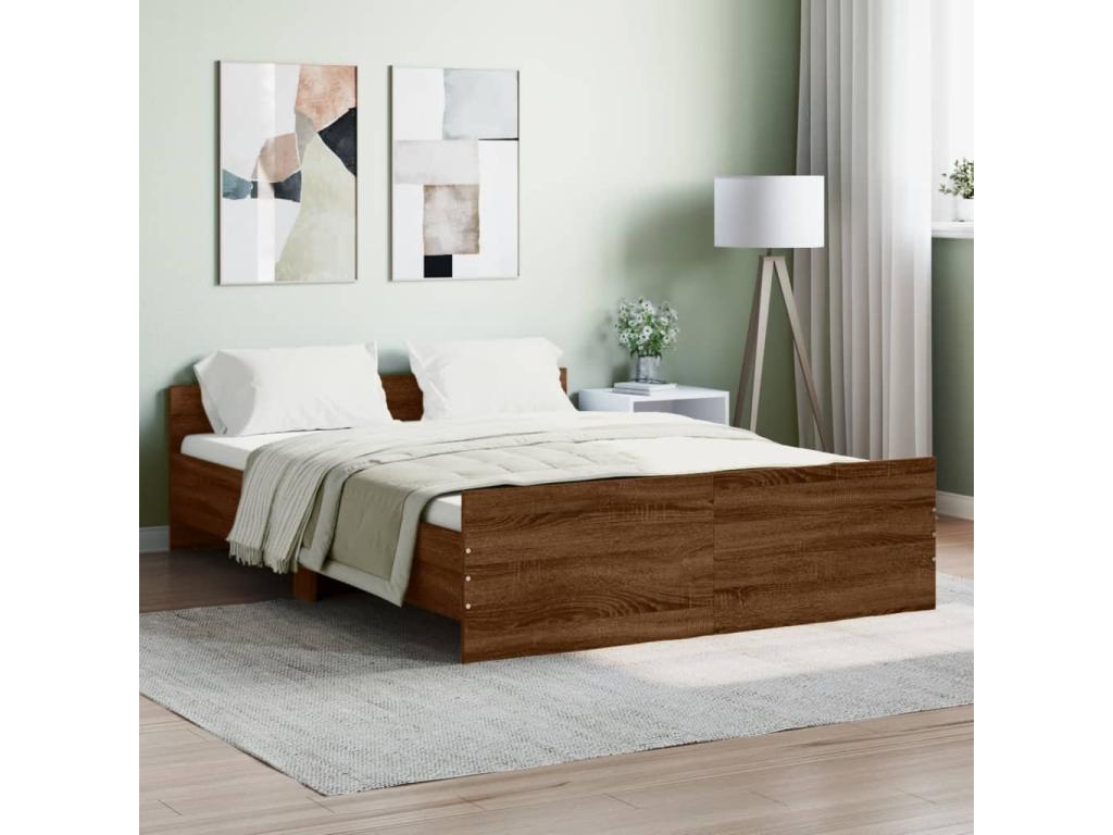Cadre de lit en chêne brun, 135 x 190 cm