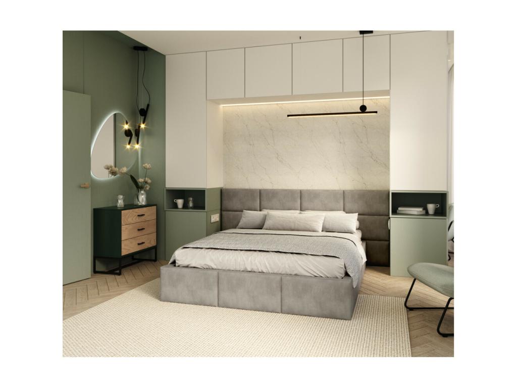 Lit gris, 160 x 200 cm