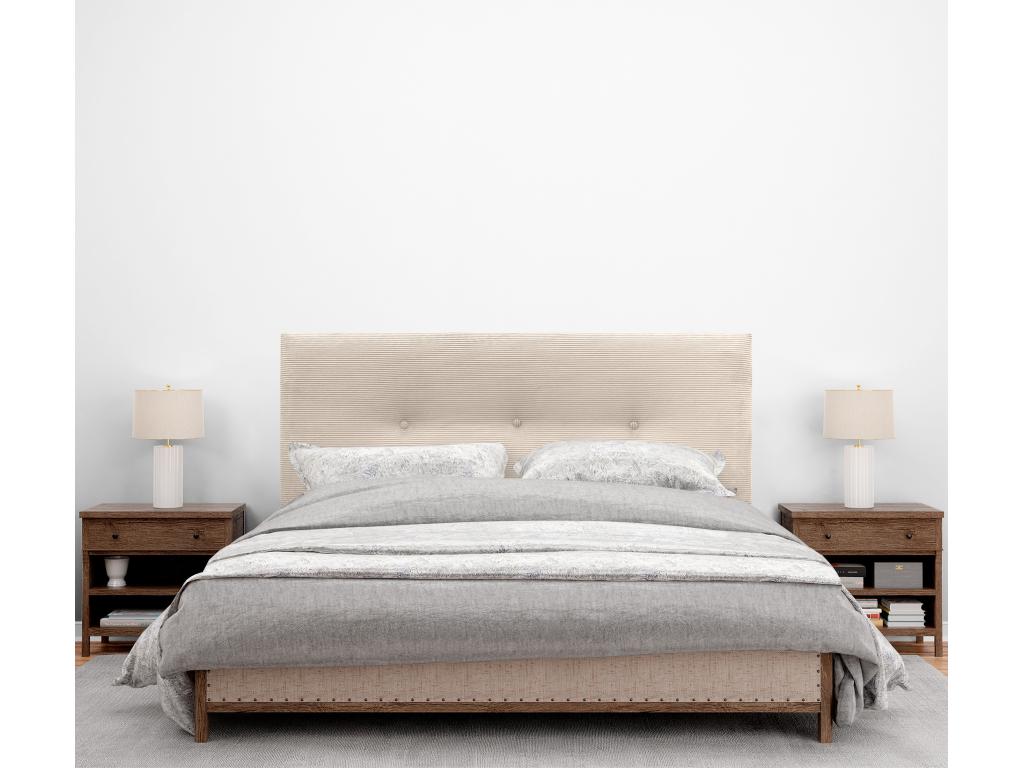 Lit en velours beige, 160 x 105 cm