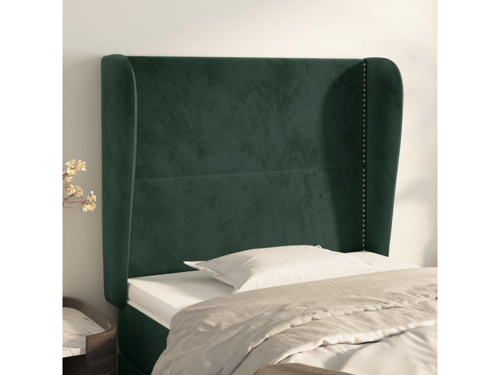Lit en velours vert, 93 x 23 x 118 cm