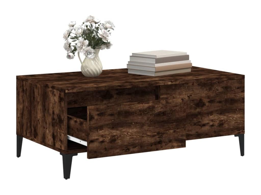 Table basse en bois composite marron, 90 x 50 x 36,5 cm