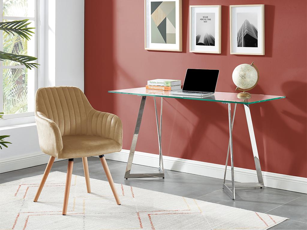 Fauteuil en velours beige