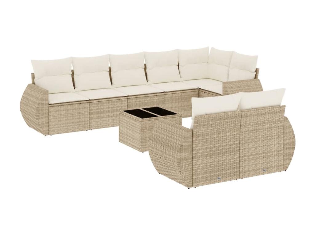 Ensemble de mobilier de jardin en résine tressée beige - dlz1766459194153