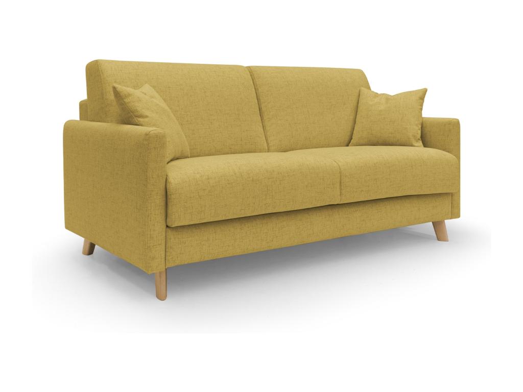 Lit en tissu jaune, 160 x 197 cm