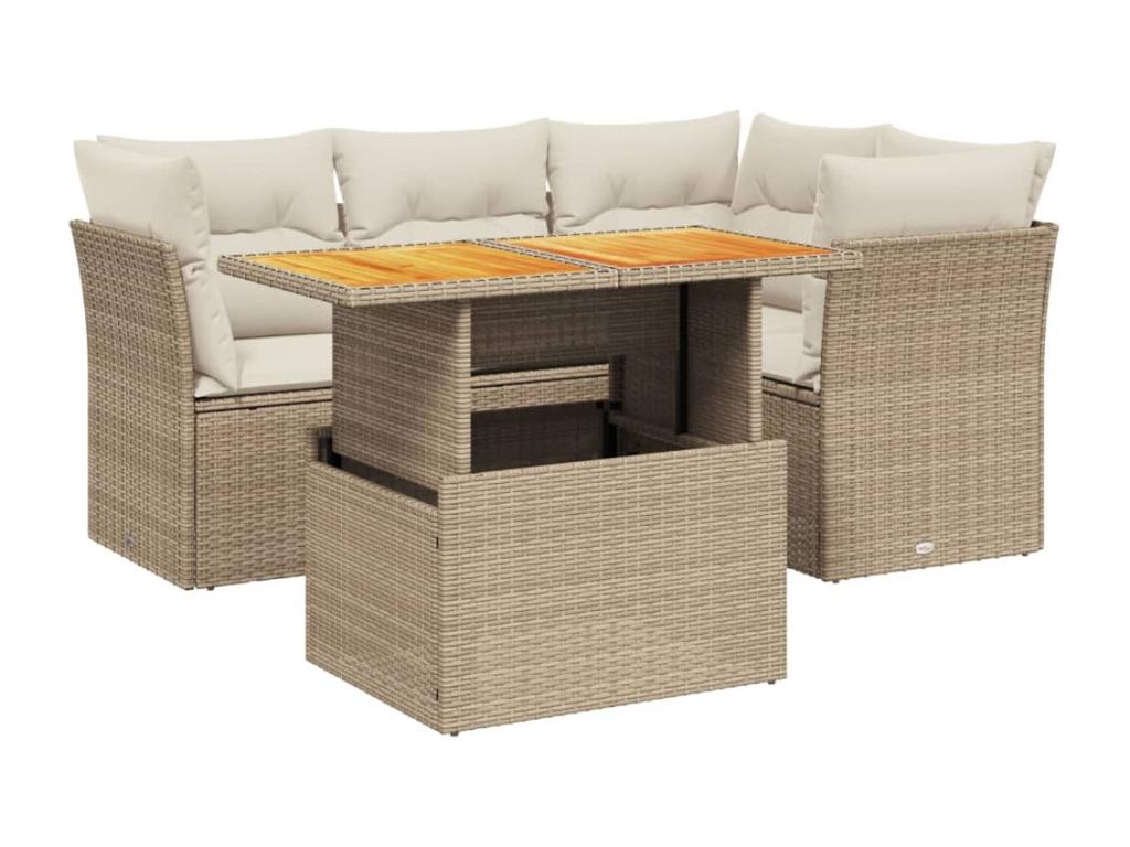 Ensemble de mobilier de jardin en résine tressée beige - dlz1766460071697