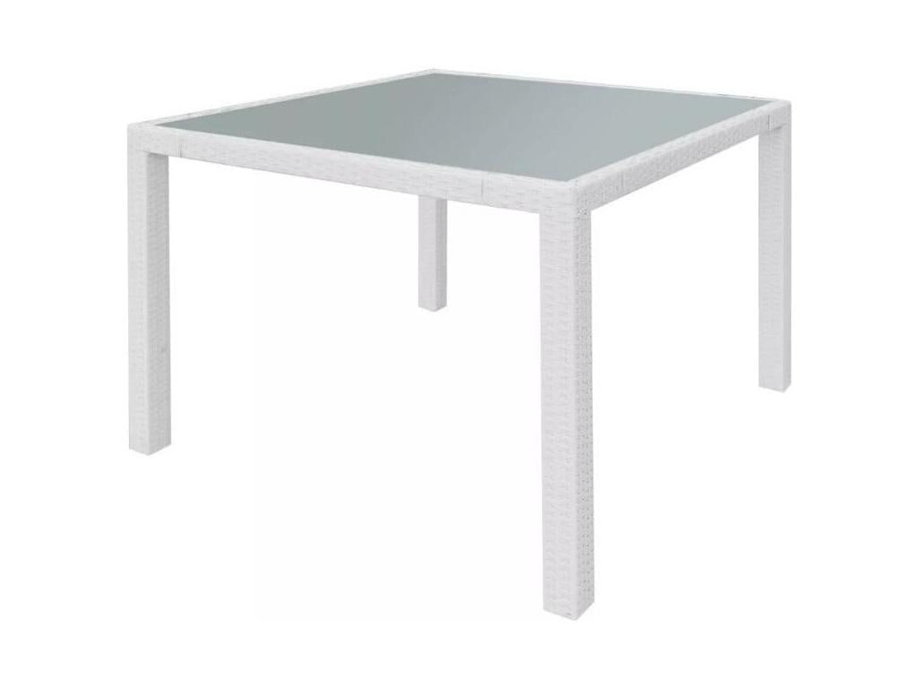 Table en résine tressée blanche